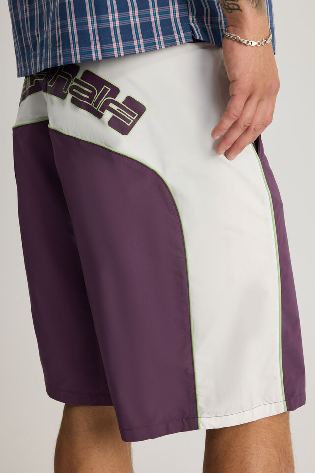 Half Half Panelled Boardshort, DEEP GRAPE/TRIPLE TIME