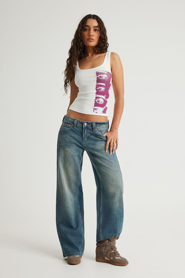 Graphic Scoop Neck Tank, CLOUD/EYES REPEAT
