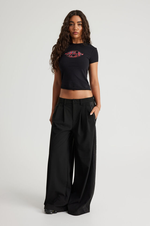 Fitted Graphic Tee, BLACK/NTN PLAID