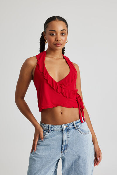 Piper Mesh Wrap Halter Top, SCOOTER