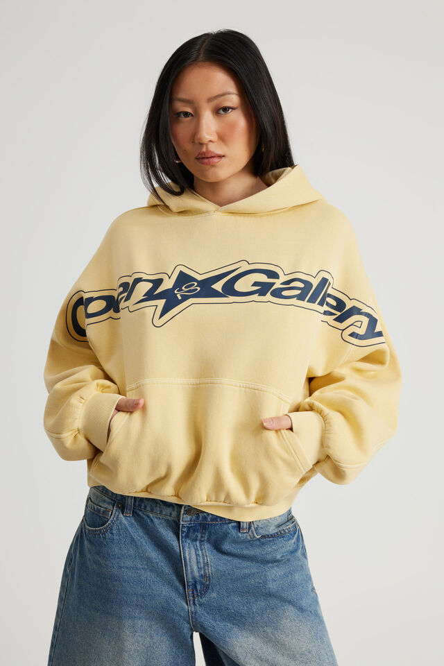 Open Gallery Boxy Hoodie, OG WASHED DAFFODIL/ADVENTURE