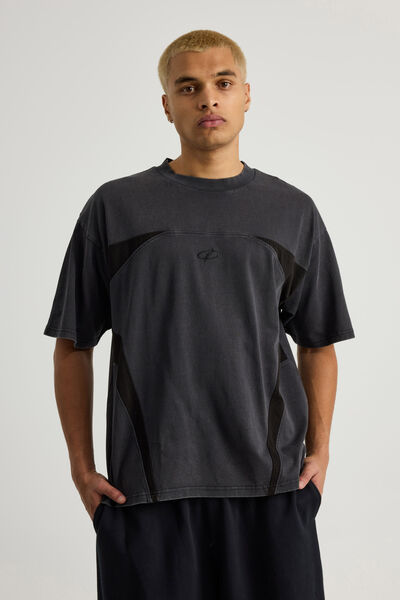 Notion Heavy Weight Box Fit Graphic Tshirt, NTN BLACK ACID/PANELLING