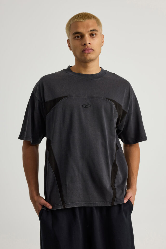 Notion Heavy Weight Box Fit Graphic Tshirt, NTN BLACK ACID/PANELLING