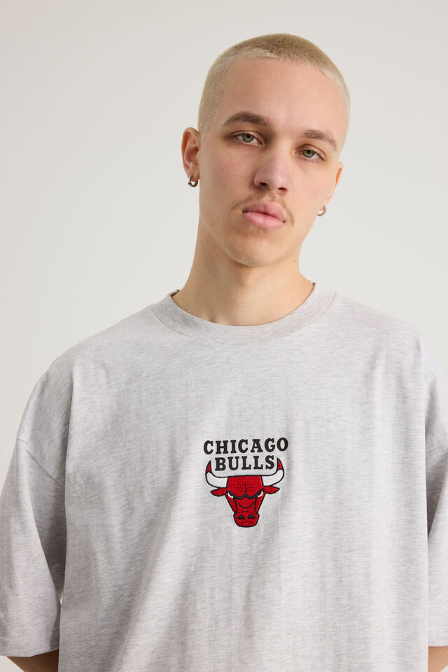 Box Fit Nba T Shirt, LCN NBA SILVER MARLE/CHICAGO BULLS SUPERSCRIP