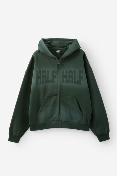 Half Half Zip Thru Hoodie, HH KELP/ON COMPANY TIME