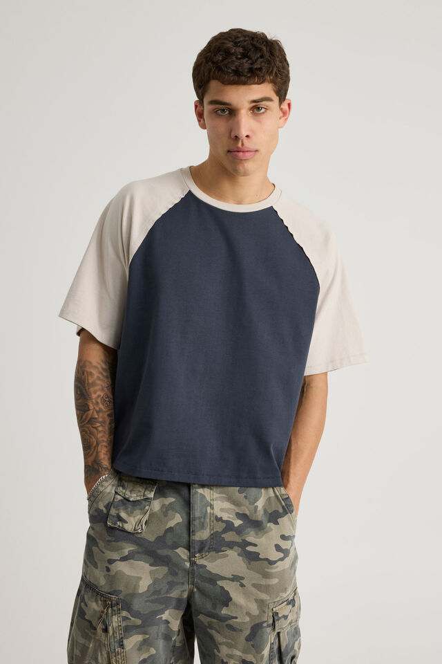 Open Gallery Raglan Tshirt, OG SEAL/PEBBLE REWORN