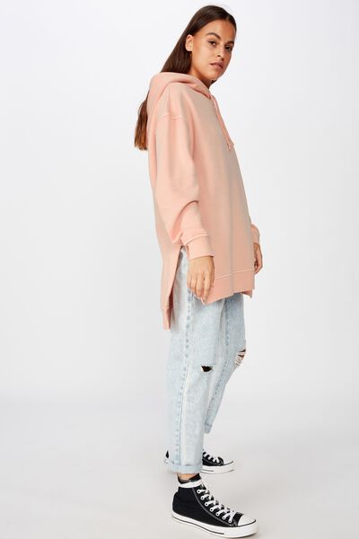 Oversized Split Hem Hoodie, WASHED PRAIRIE SUNSET