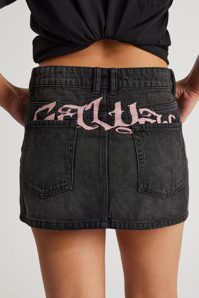 Everyday Denim Skirt, MAGNETIC BLACK_GRL WRLD