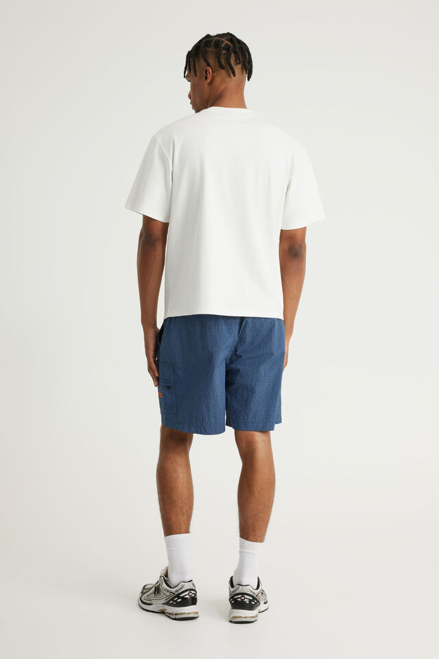 Half Half Pull On Short, BLUE GRID CHECK