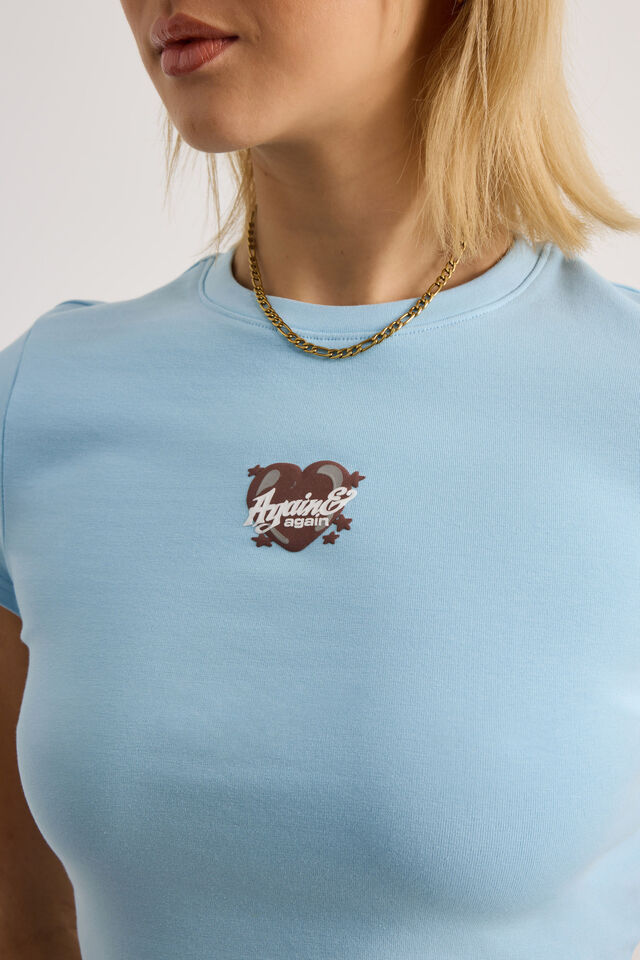 Fitted Graphic Tee, AIRY BLUE/AGAIN HEART