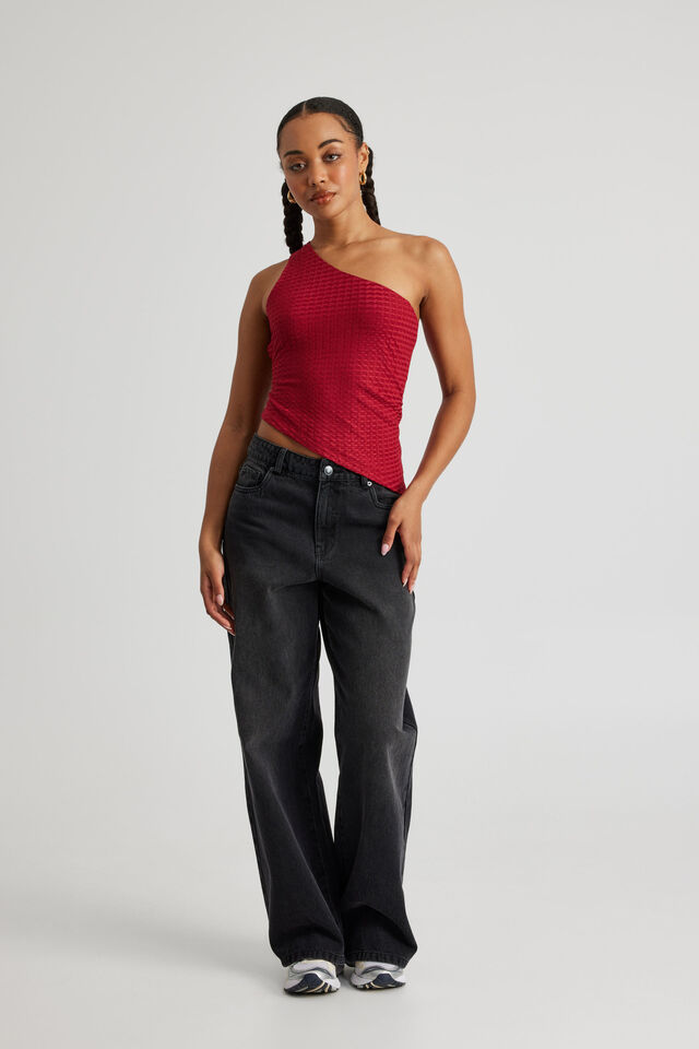 Ellie One Shoulder Top, RED