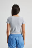 Estelle Short Sleeve Wrap Top, GREY MARLE - alternate image 3