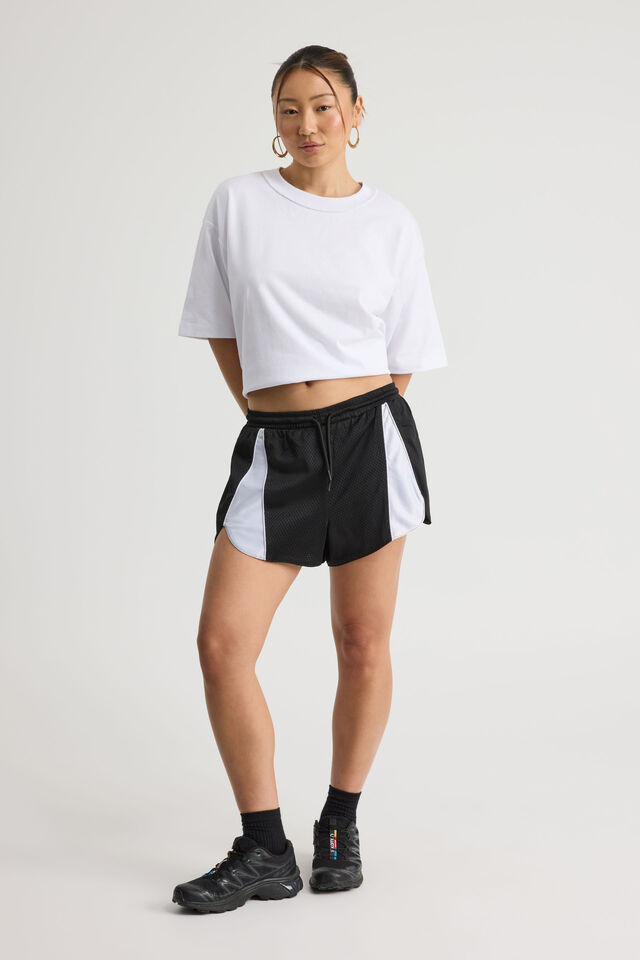 Panelled Basketball Short, BLACK_WHITE