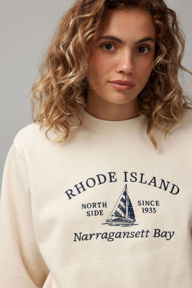 Graphic Crew Sweater, LIGHT STONE/RHODE ISLAND