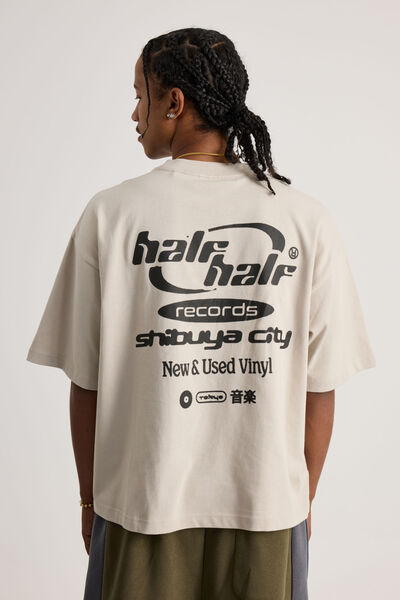 Half Half Boxy Cropped Graphic Tshirt, HH FOG/HALF HALF SHIBUYA