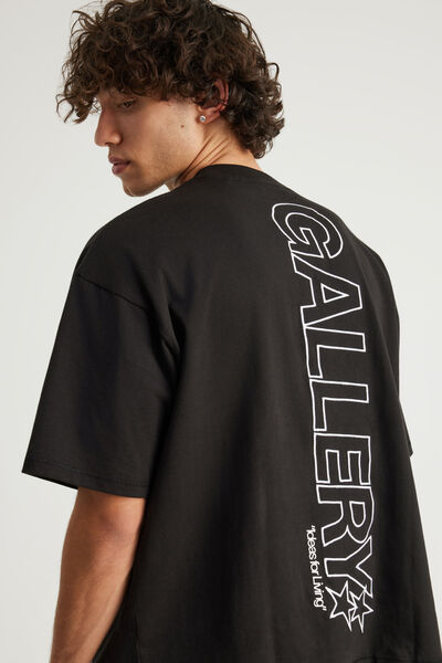 Open Gallery Box Fit Tshirt, OG BLACK/VERTICAL OUTLINE