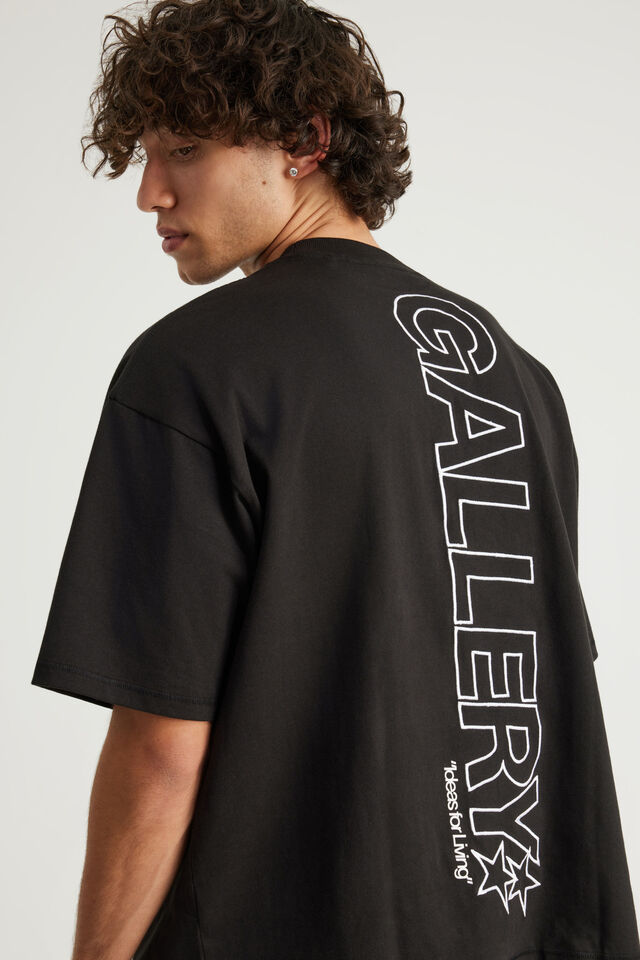 Open Gallery Box Fit Tshirt, OG BLACK/VERTICAL OUTLINE