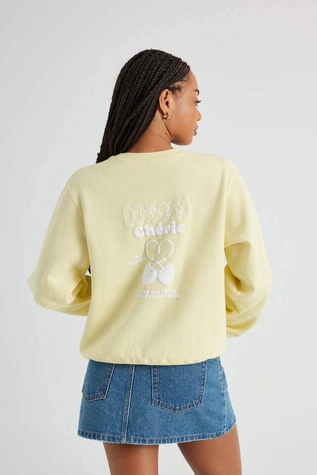 Graphic Crew Sweater, FRENCH VANILLA/HOTEL CHERIE