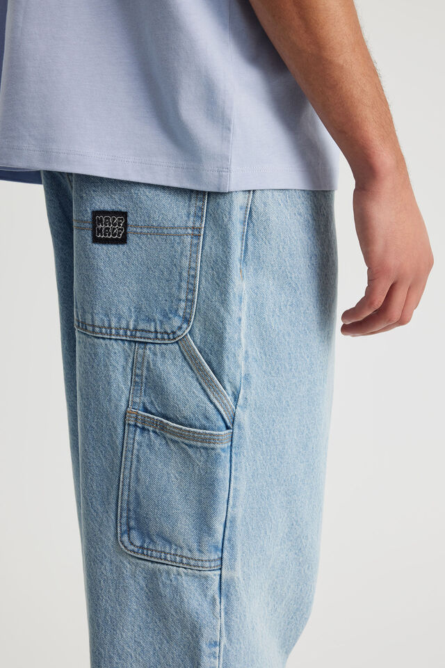 Half Half Baggy Painter Jean, THRIFT BLEACH BLUE