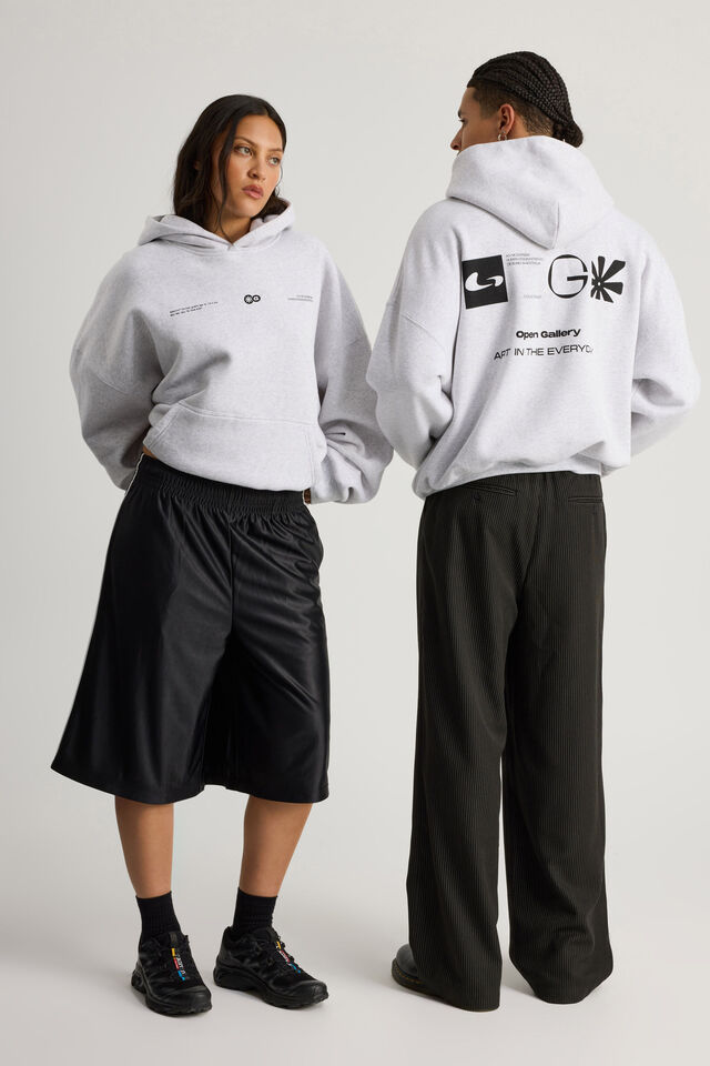 Open Gallery Hoodie, OG SILVER MARLE/OPEN GALLERY MOTIFS