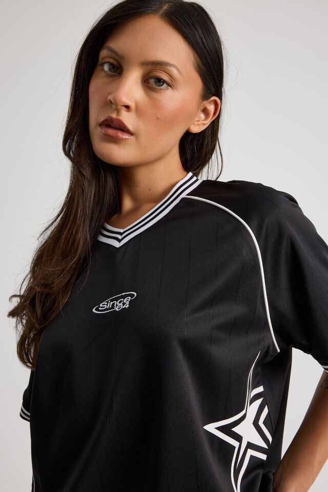 V Neck Sports Jersey, BLACK/LEGACY
