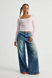 Ava Pointelle Long Sleeve Top, WHITE/HEARTS - alternate image 2
