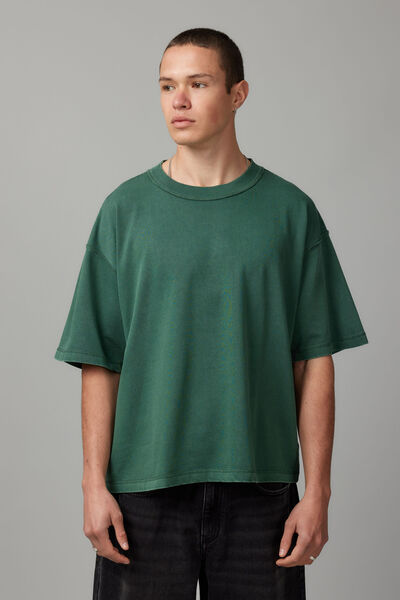 Boxy Cropped Tshirt, WASHED GREEN