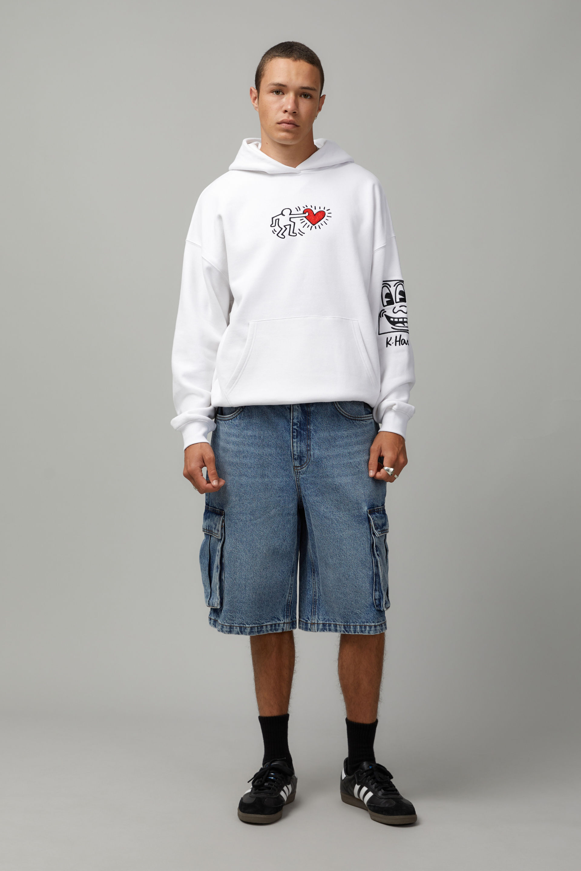 Half Half Baggy Cargo Denim Short