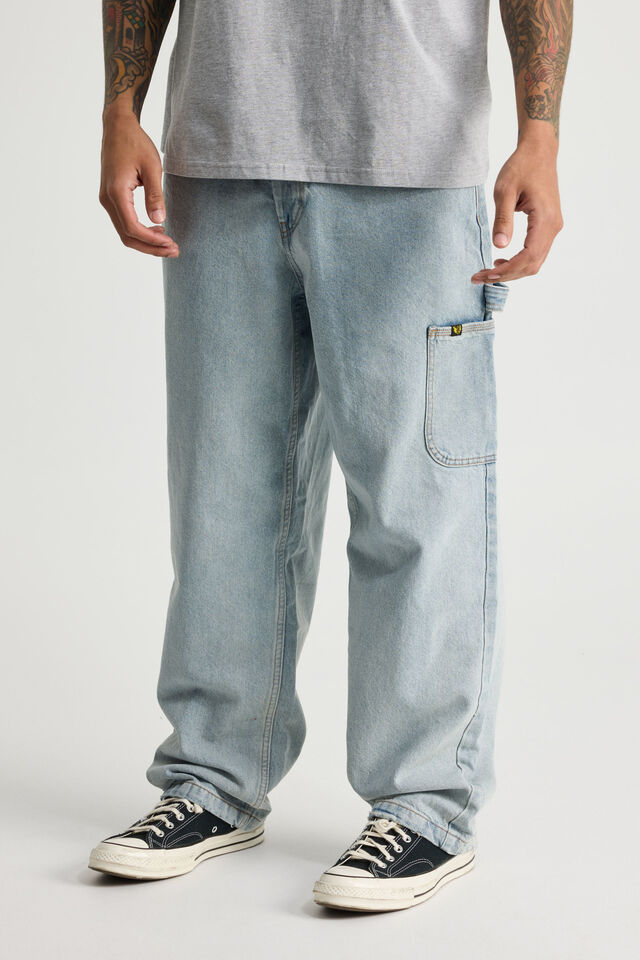 Half Half Baggy Painter Jean, DAY BLUE