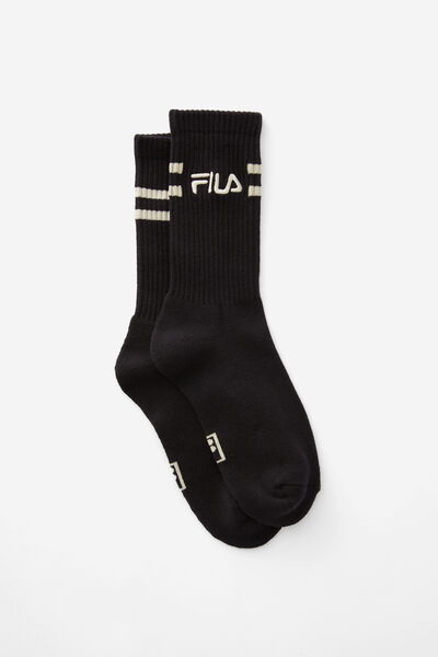 Unisex Rib Sock - Lcn, LCN FILA EMB LOGO STRAIGHT BLK