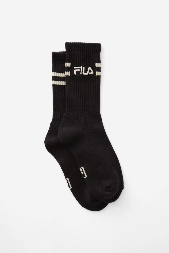 Unisex Rib Sock - Lcn, LCN FILA EMB LOGO STRAIGHT BLK