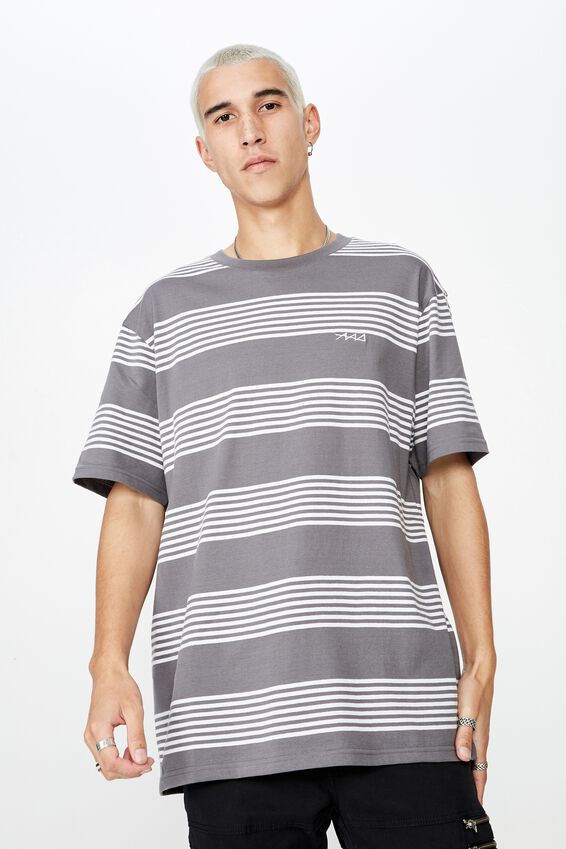 Embroidered Stripe T Shirt, TORNADO/GRILL STRIPE