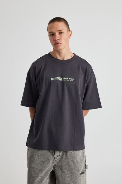 Half Half Heavyweight Box Fit Graphic Tshirt, HH SLATE/PERPETUAL MOTION