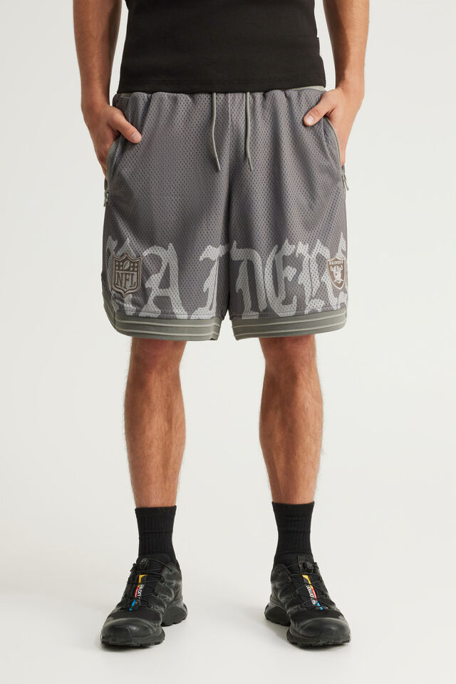Nfl Basketball Short, LCN NFL GREYSCALE/RAIDERS