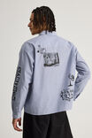 Cartoon Network X Half Half Long Sleeve Shirt, LCN WB BLUE WHT PINSTRIPE/CARTOON NETWORK - alternate image 3