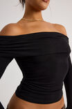 Shay Off Shoulder Long Sleeve Top, BLACK - alternate image 4