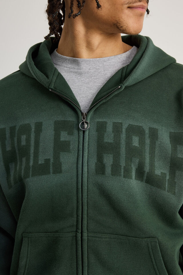 Half Half Zip Thru Hoodie, HH KELP/ON COMPANY TIME