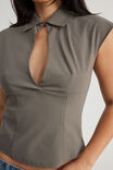 Keyhole Fitted Top, ASH GREY - alternate image 4