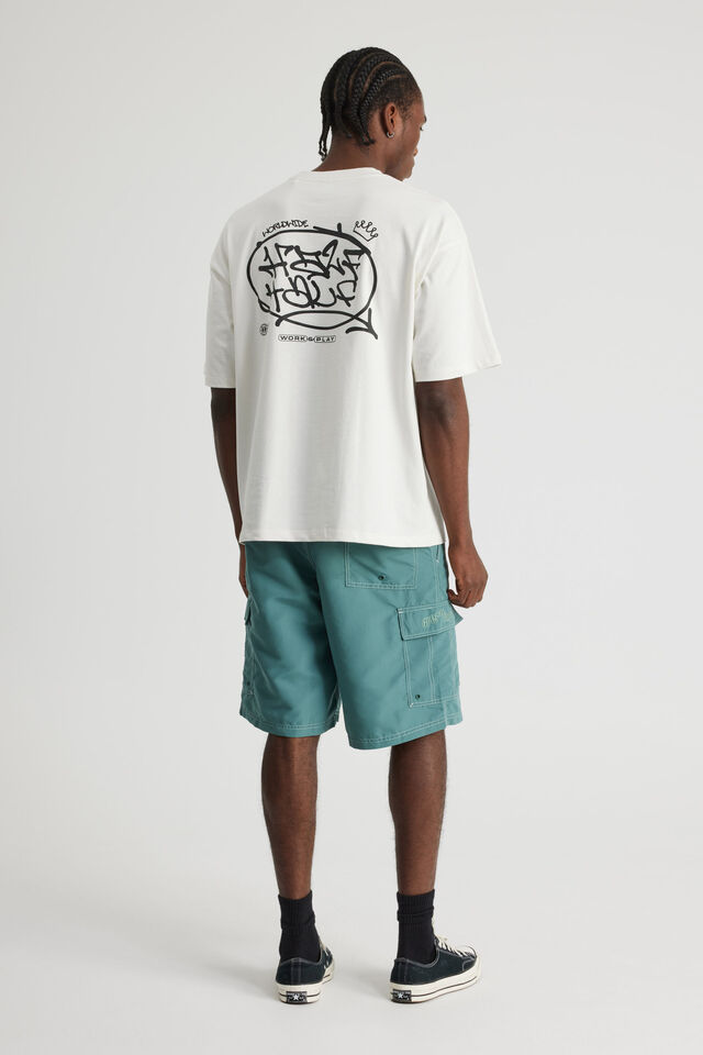 Half Half Cargo Boardshort, WASHED JADE
