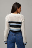 Kelsey Knitted Crop Stripe Jumper, BLUE STRIPE MULTI - alternate image 3