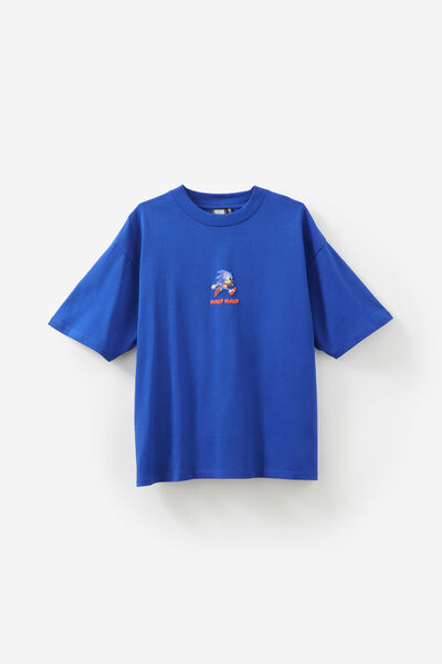 Sonic X Half Half Heavy Weight Box Fit Tshirt, LCN SEG CORPORATE BLUE/SONIC ZOOM