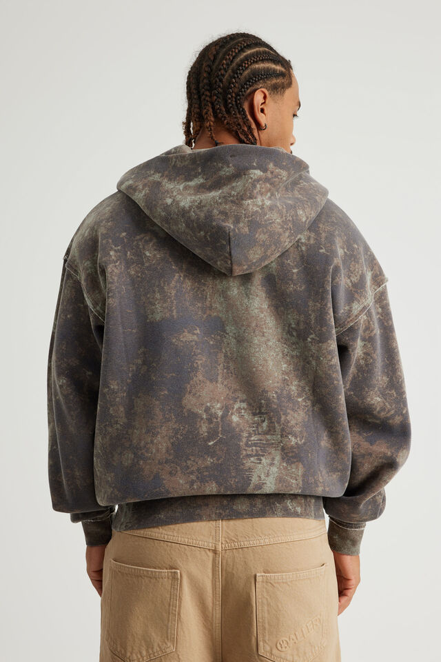Notion Zip Thru Hoodie, NTN WASHED ABSTRACT DYE CAMO/RAW