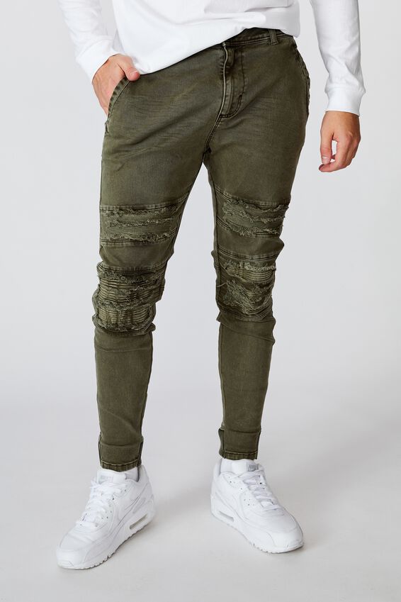 Semi Cuffed Denim Jean, KHAKI