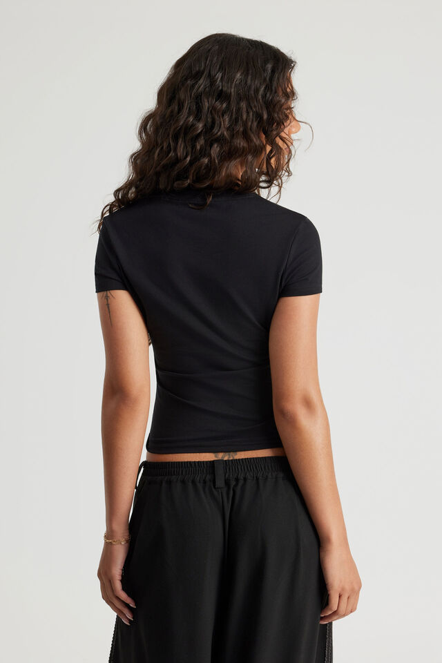 Fitted Graphic Tee, BLACK/NTN PLAID