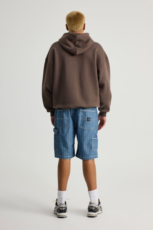 Half Half Painter Baggy Denim Short, HERRINGBONE BLUE