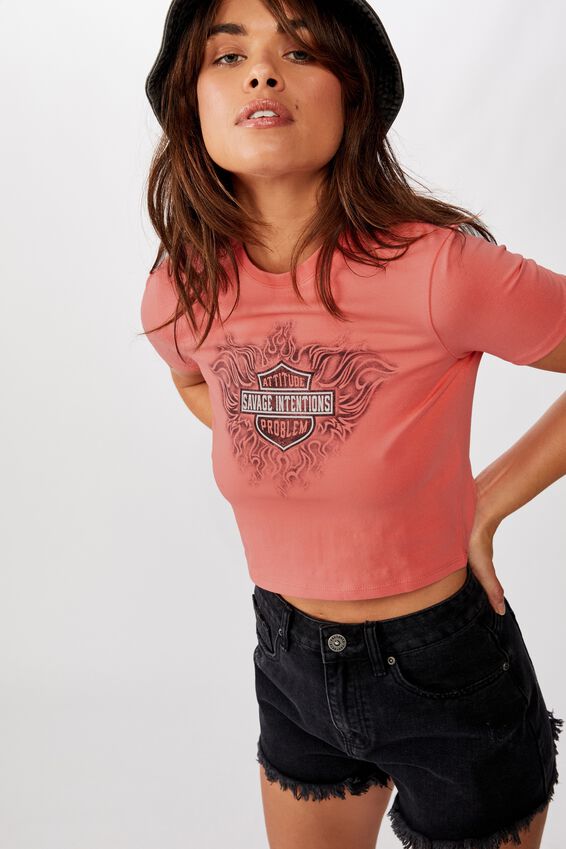Fitted Graphic T Shirt, PINK/SAVAGE INTENTIONS