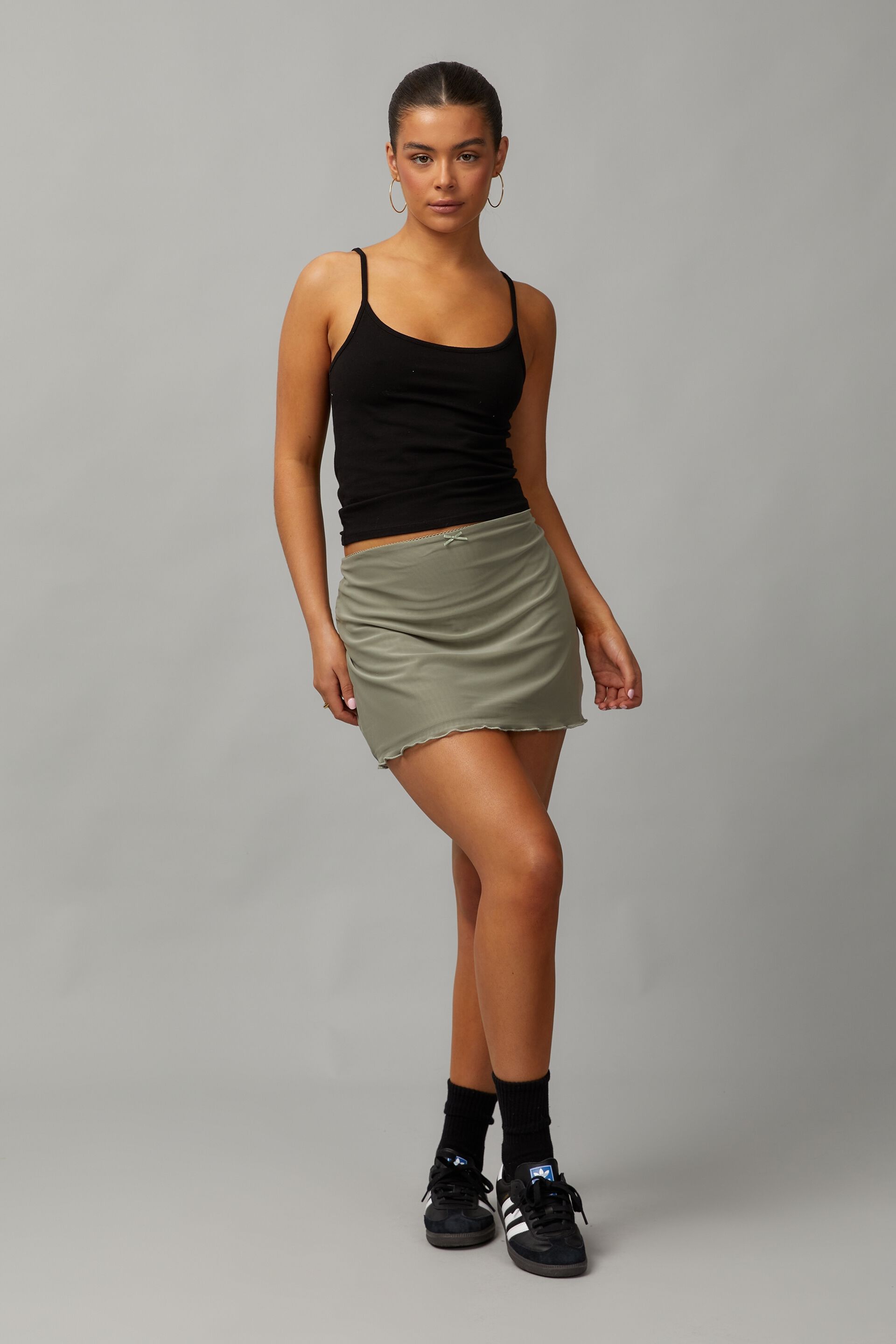 Green mesh mini skirt hot sale