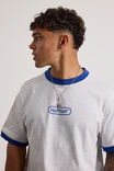 Half Half Slim Fit Ringer Tshirt, HH SILVER MARLE/BLUE WIDE HALF HALF PILL - alternate image 4