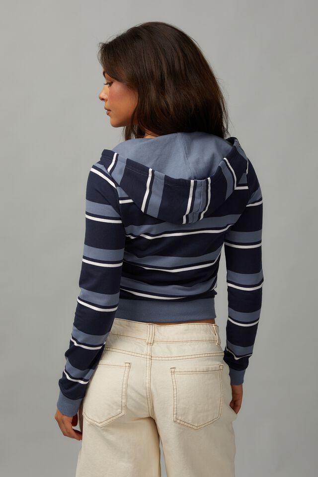 Lightweight Graphic Zip Through Hoodie, CALI FLINTSTONE STRIPE