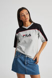 Fila Lcn V Neck Baggy Tee, GREY MARLE/BLACK FILA - alternate image 1